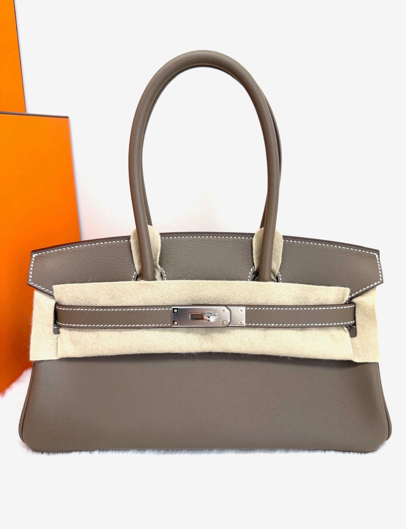 Hermès Birkin Shoulder Etoupe Evercolor PHW