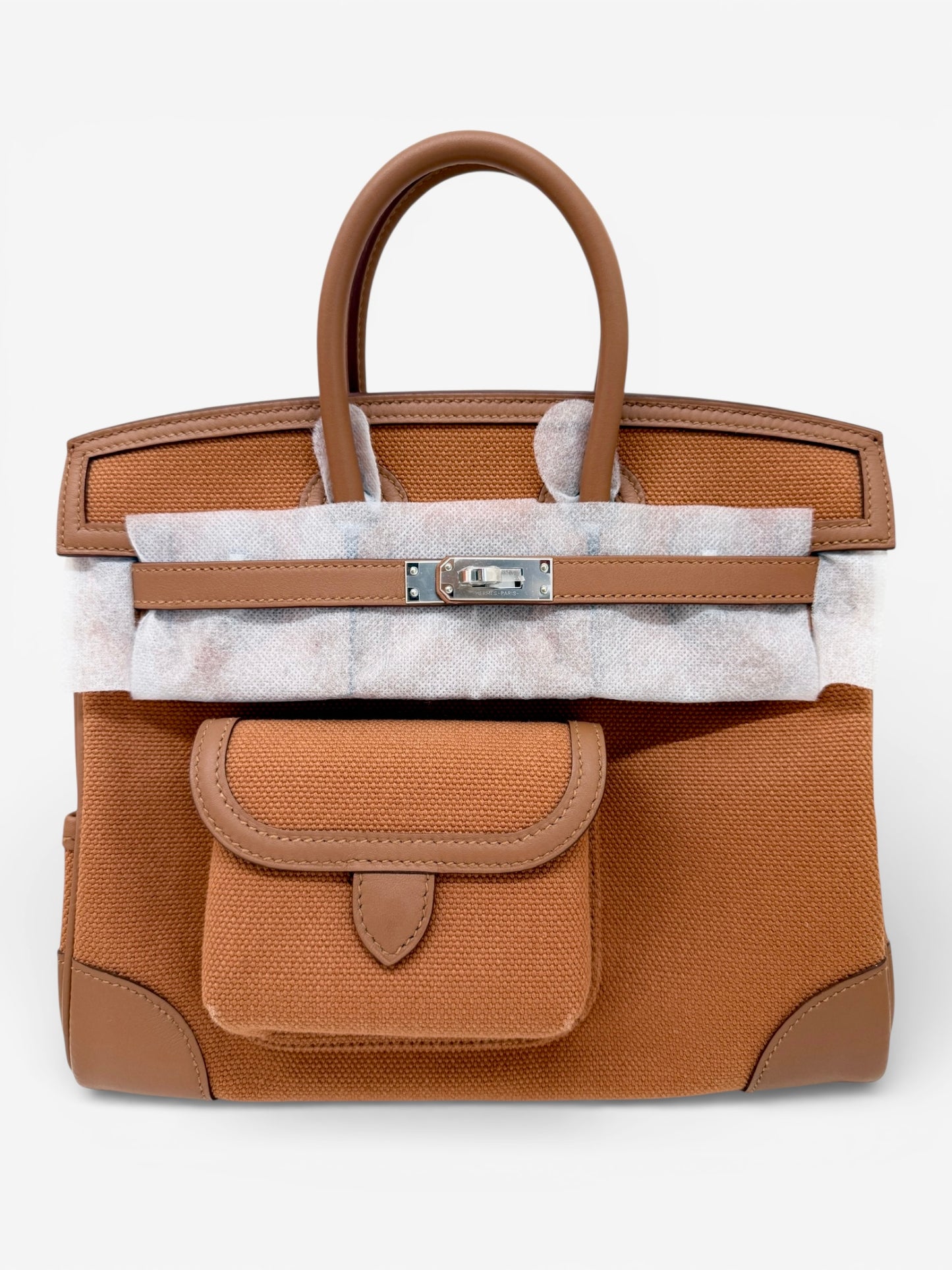 Hermès Birkin 25 Cargo Desert/Sesame Canvas/Swift PHW