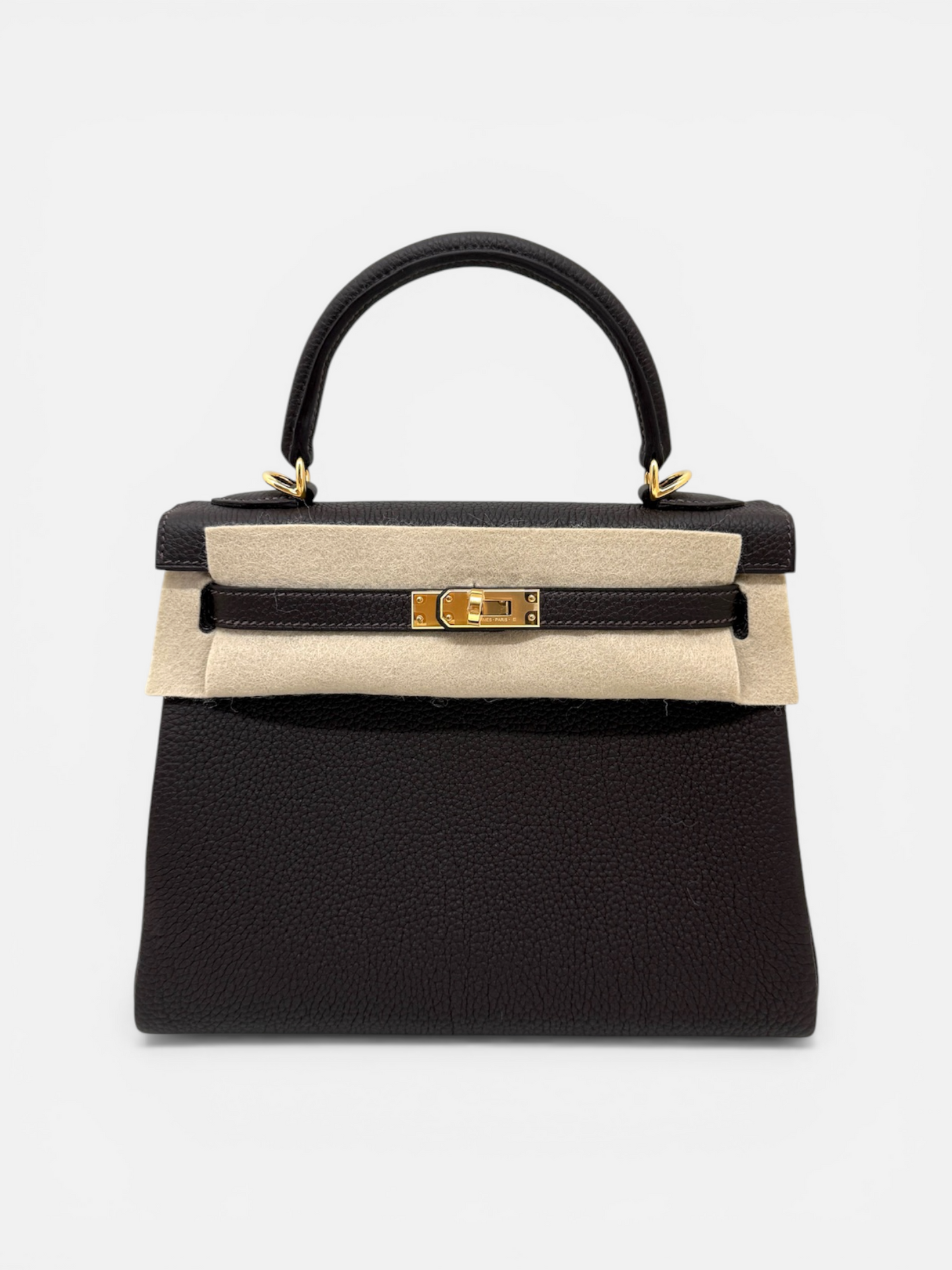 Hermes Kelly 25 Bai Brun Togo GHW