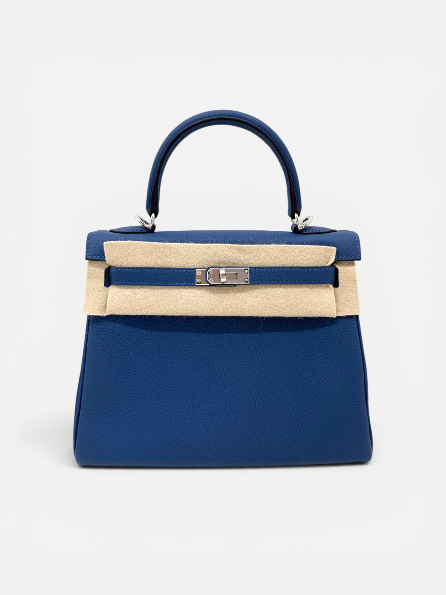 Hermes Kelly 25 Blue Tie Togo PHW